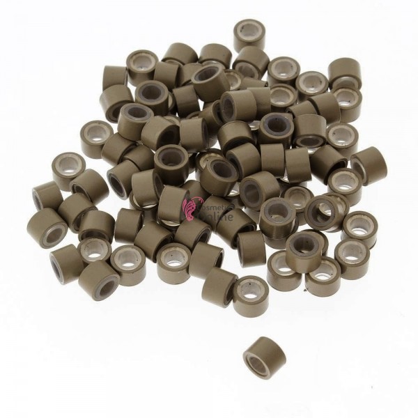 Inele microring cu silicon pentru extensii de par de 6mm cu 100 bucati Cod 78901 Saten Bej